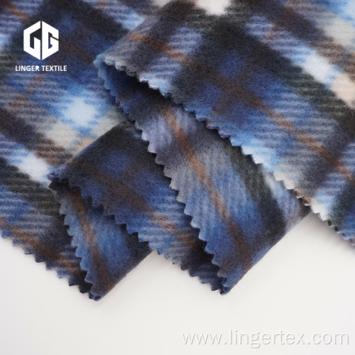 Print Check Design Brushed Velvet Fabric